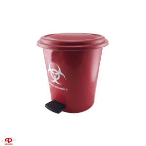 Papelera Redonda con Tapa Pedal de 25 Lt Roja