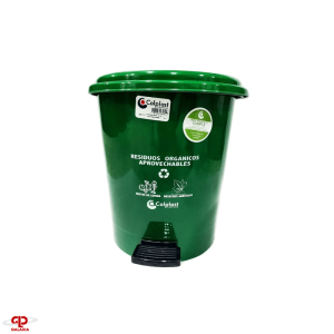 Papelera Redonda con Tapa Pedal de 12 Lt Verde